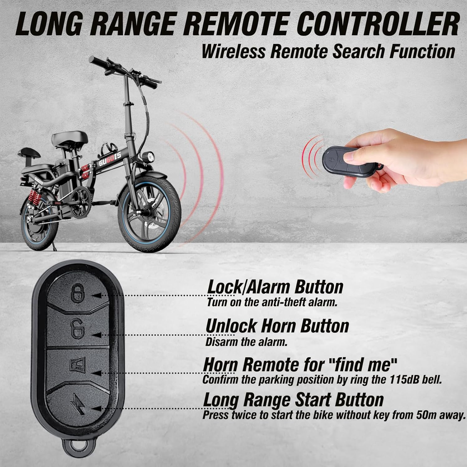 16" Full Suspension Electric Bike for Adults, 500W Motor, 48V 15Ah Removable Battery G49992