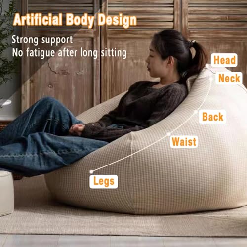 Bean Bag Chair Cover Only, Cotton Linen, 2.6ft, Off-White H749