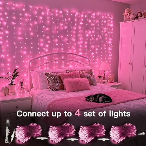 suddus Curtain Lights 300 LED Warm White for Bedroom, Outdoor & Christmas Decor K310