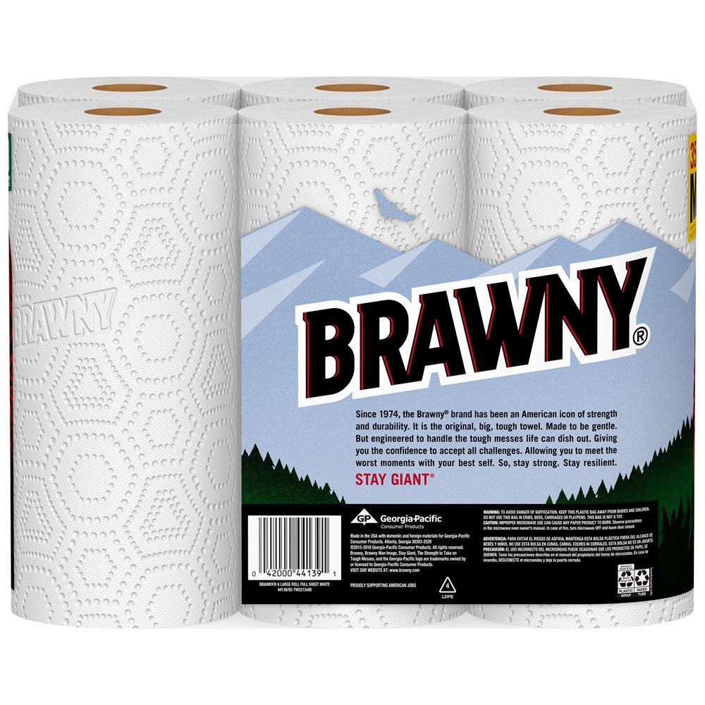 Brawny Paper Towels, 6 Large Rolls, Full Sheet R62853