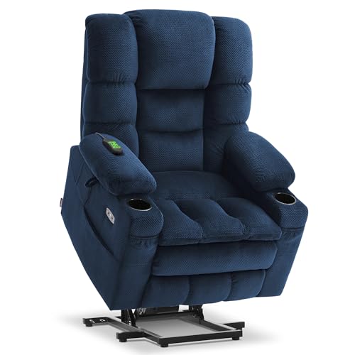 MCombo Large Triple Motor Power Lift Recliner Chair with Massage and Dual Heating, Grey D316
