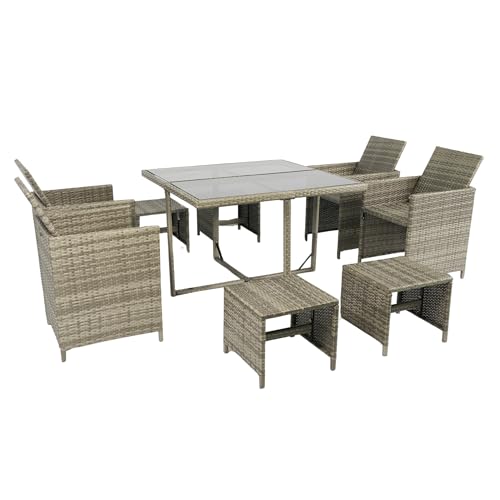 DHHU 5 Piece Outdoor Patio Furniture Set with PE Rattan Wicker and Anti-Slip Cushions R775974