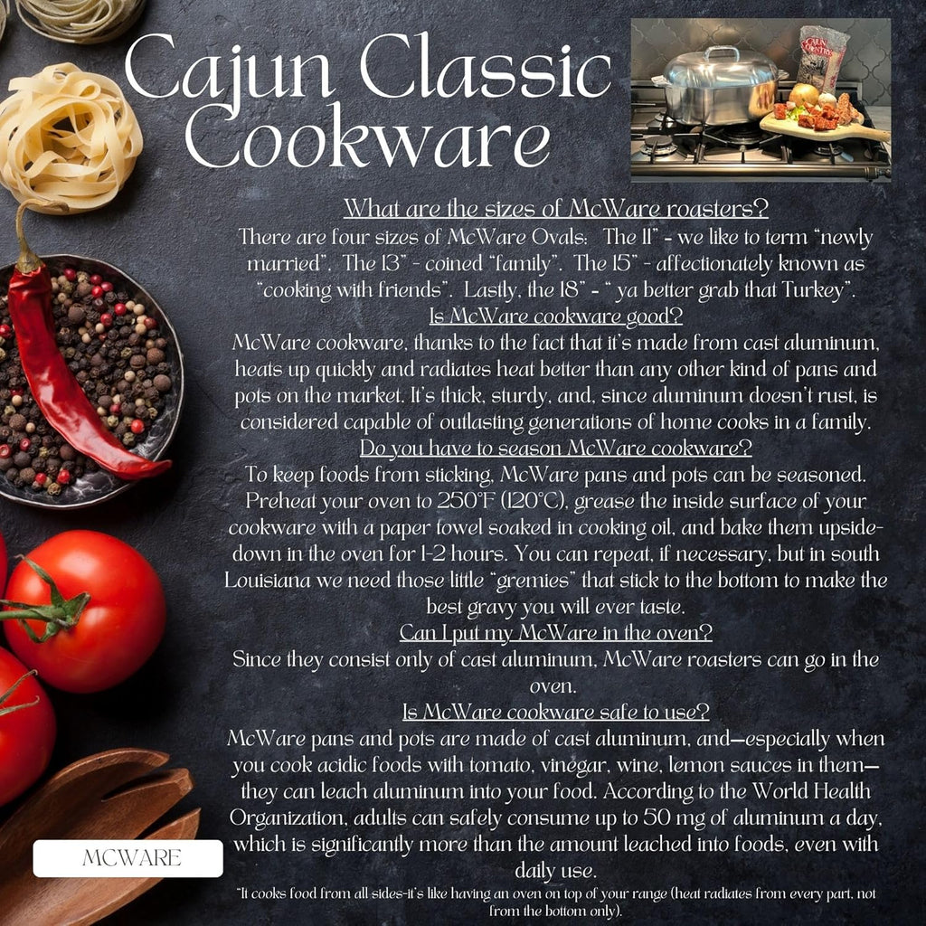 Cajun Cookware Aluminum Roaster Pan with Lid 15-inch Oval I2183