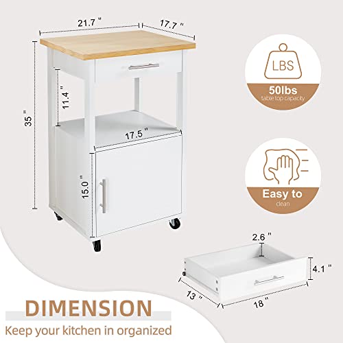 Shintenchi Kitchen Island Cart with Storage on Wheels, White V99091