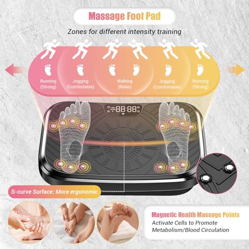 Vibration Plate Exercise Machine with Adjustable Speeds and Resistance Bands R17379