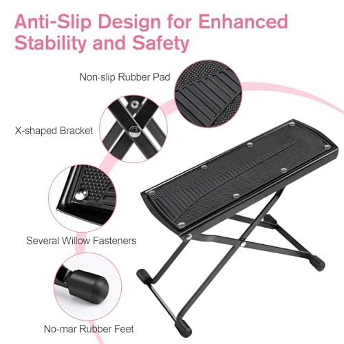 Subay Pedicure Foot Rest, 6 Heights Adjustable Foldable Stand C783936