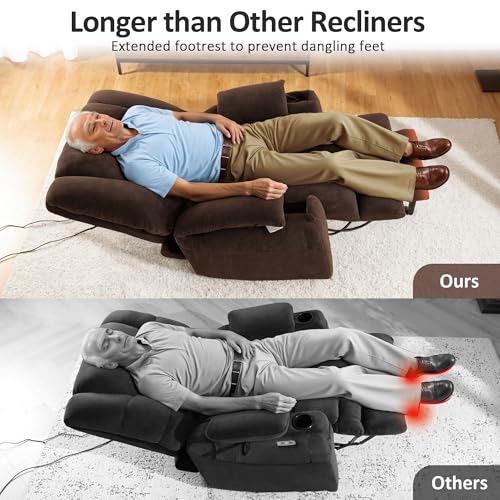 MCombo Large Triple Motor Power Lift Recliner Chair with Massage and Dual Heating, Grey D316