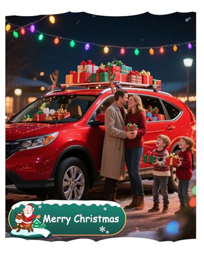 Reindeer Antlers for Cars with Red Nose, Jingle Bells & Tail - Christmas Car Decorations for SUV Truck J432