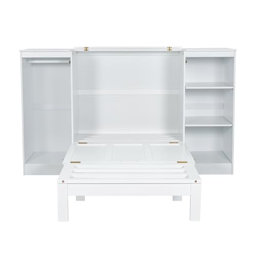 Ball & Cast Murphy Bed Queen Size Wall Chest with Charging Station and Storage Drawer, Gray J8503