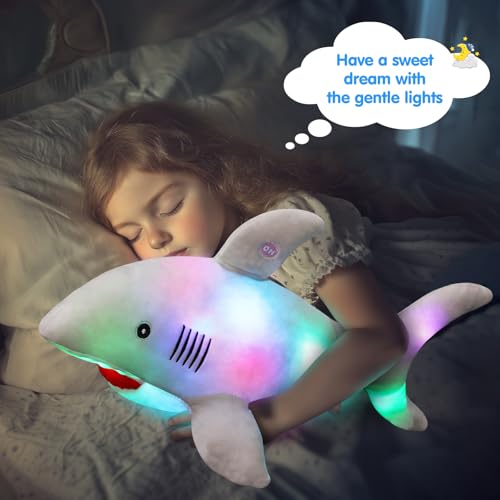 BSTAOFY 20'' Light Up Shark Stuffed Animal Glow Plush Toy I17161