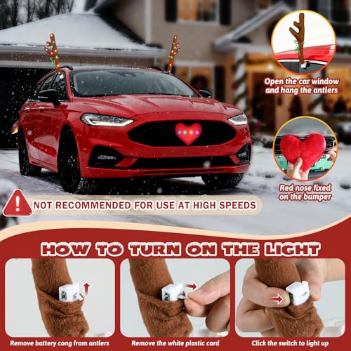 Rudolph Car Decoration Kit with LED Lights and Antlers for Christmas Z289806