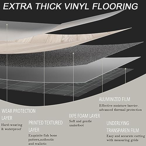 Oxdigi Peel and Stick Vinyl Flooring Roll 23"x393" Waterproof Wood Plank U1250