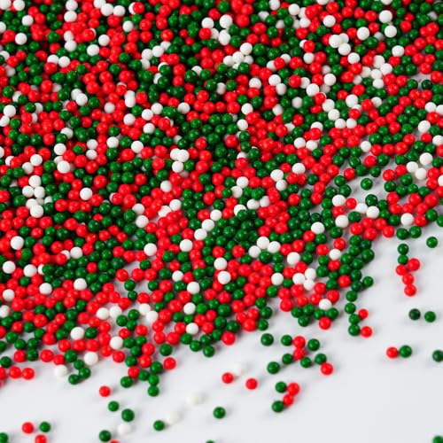 Christmas Sprinkles Bulk 1 lb - Red White Green Round Baking Toppings O347849
