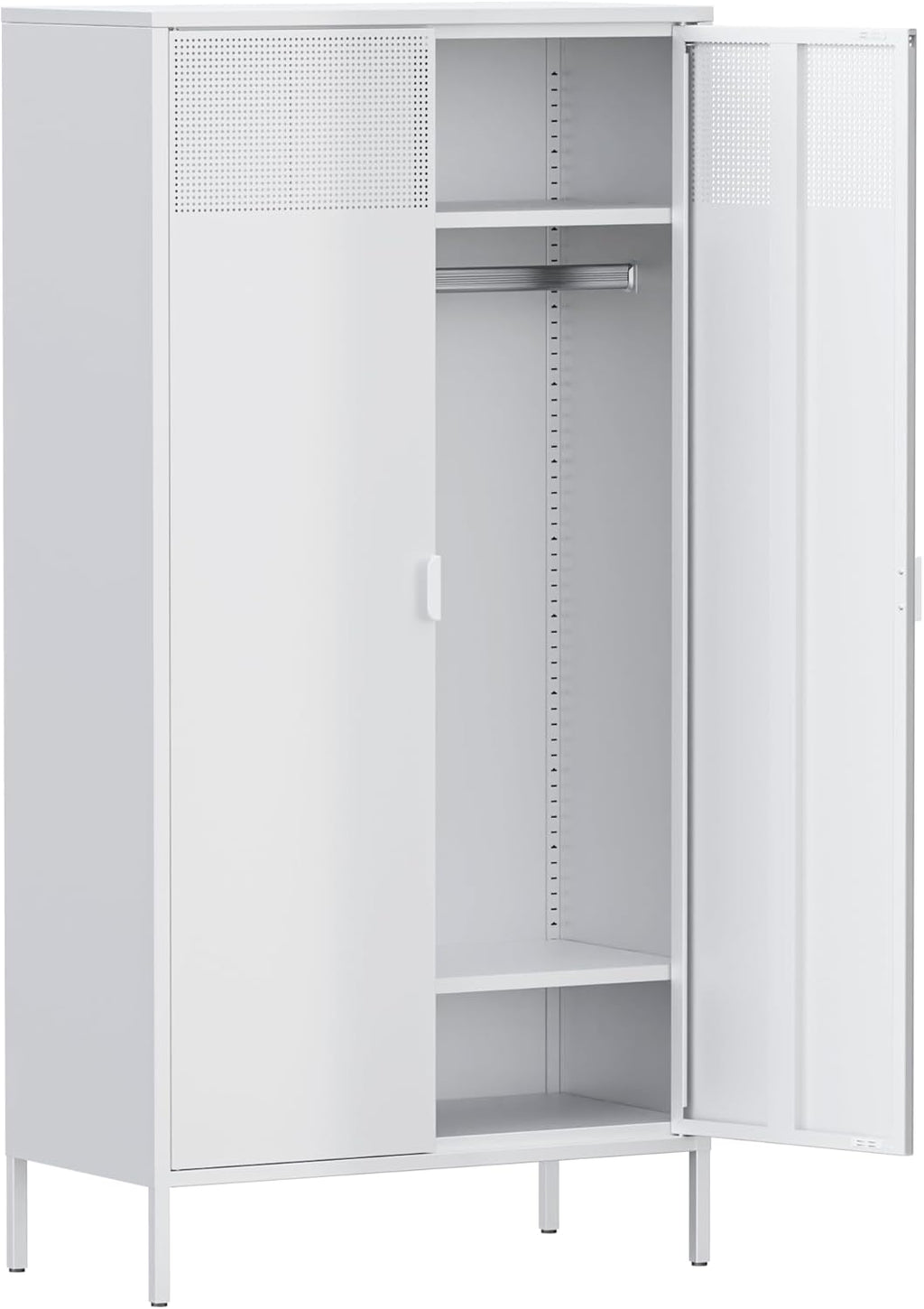 Steel Wardrobe Metal Storage Cabinet with Adjustable Shelf and Hanging Rods F53880