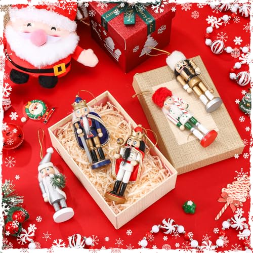 Jetec 10 Pcs Christmas Nutcracker Wooden Hanging Ornaments 5 Inch U816355