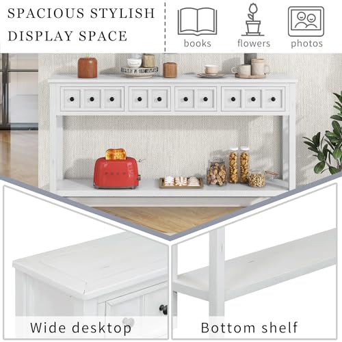 YUNLife Sideboard Console Table with 2 Drawers and Bottom Shelf O3573