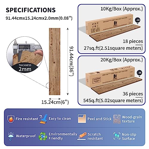 Self Adhesive Vinyl Flooring Planks Wood Effect Waterproof Grey 36pcs U963416