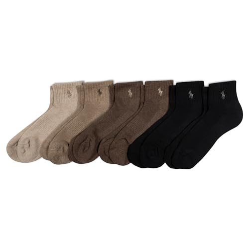 POLO RALPH LAUREN Men's Athletic Performance Cotton Ankle Socks-6 Pair Pack-Moisture Wicking Mesh