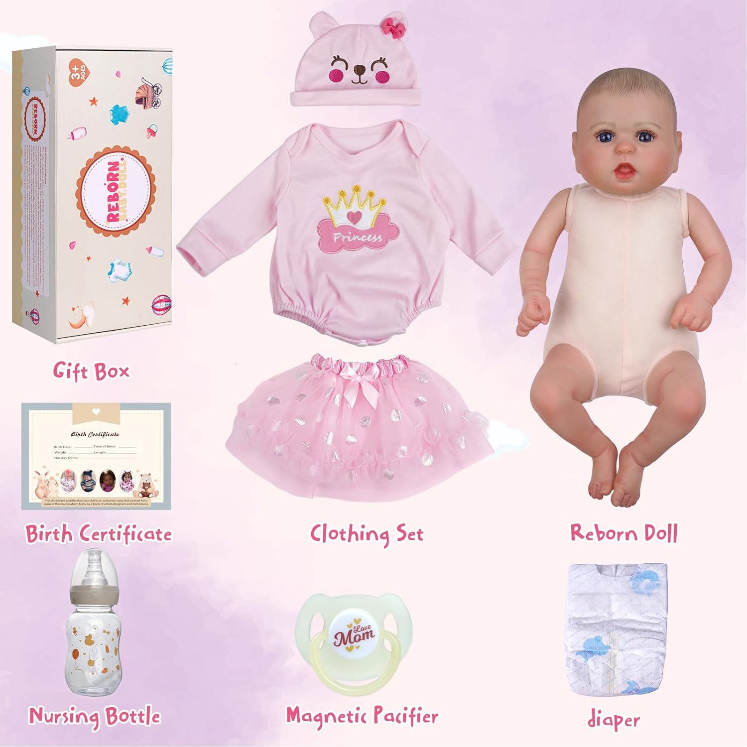 JIZHI Reborn Baby Dolls 20-Inch Soft Vinyl Girl with Gift Box Y172