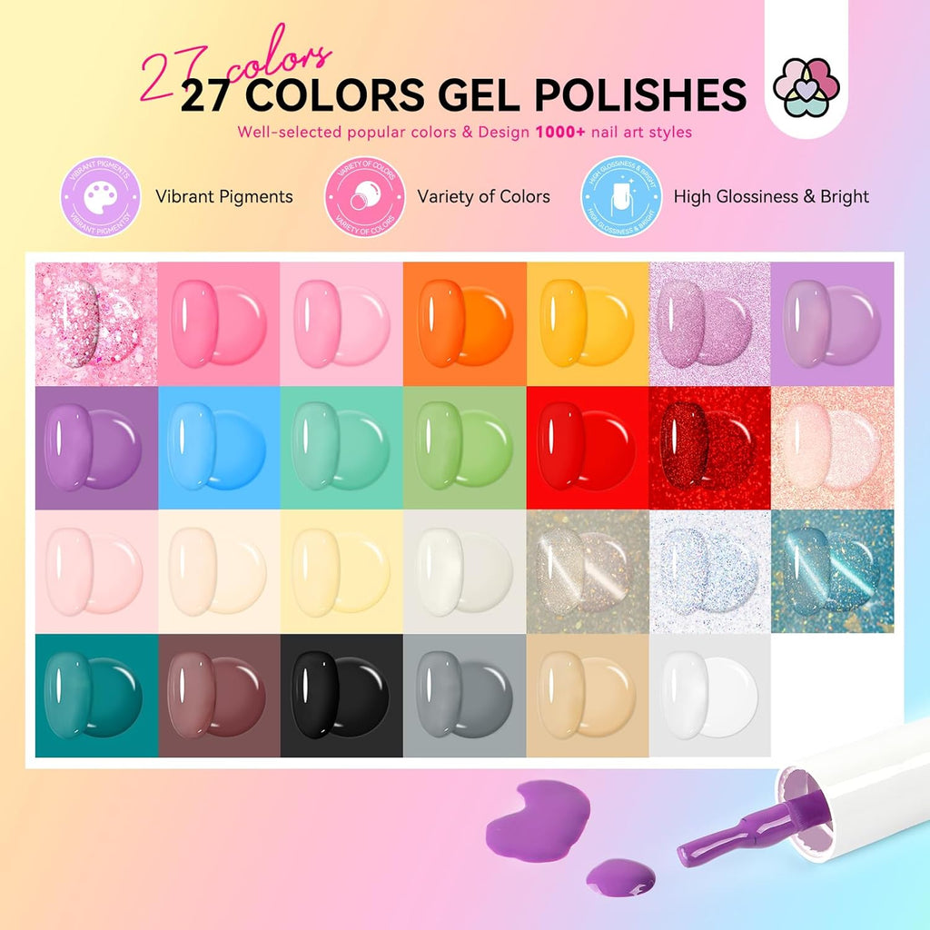 Saviland Gel Nail Polish Kit with UV Light, 27+3 Colors, Soak-Off Gel, Nail Lamp & Drill V113352