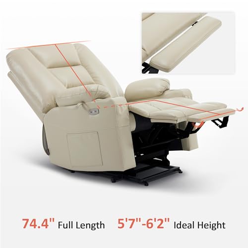 MCombo Small Power Lift Recliner Chair with Massage and Heat, Faux Leather, Dark Brown E441