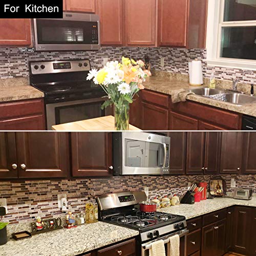 STICKGOO 10-Sheet Peel and Stick Wall Tile, Self-Adhesive Kitchen Backsplash in Sandstone C584