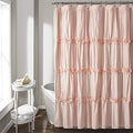 Lush Decor Darla Ruched Floral Bathroom Shower Curtain, 72” x 72”, Light Gray