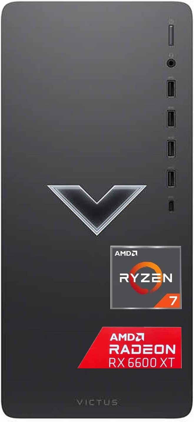 HP 2022 Newest Victus Gaming Desktop, AMD Ryzen 7 5700G Processor(8-core), 32GB DDR4 RAM, 1TB SSD, 2TB HDD, AMD Radeon RX 6600XT Graphics, 500W Power Supply, Windows 11 Home, Bundle with JAWFOAL