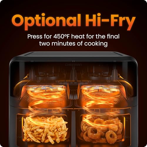 CHEFMAN 6 Quart Dual Basket Air Fryer Oven with Easy View Windows, Black G2845