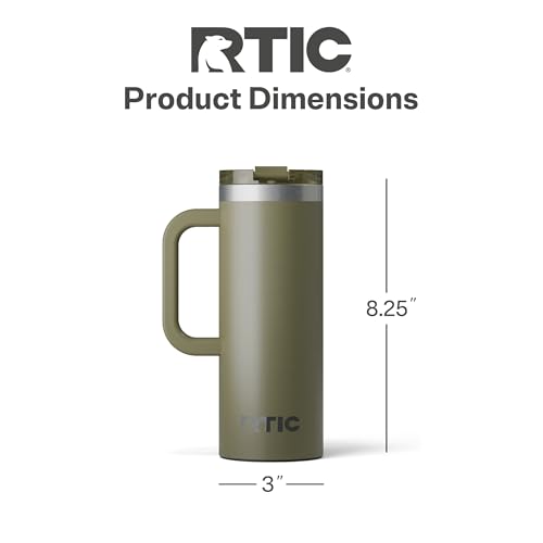 RTIC 20oz Road Trip Travel Mug with Lid and Handle, Insulated Stainless Steel P393441