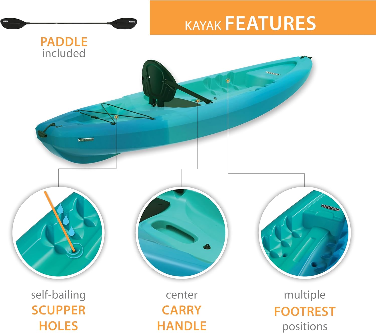 Lifetime Triton Sit-On-Top Kayak with Paddle, 10 ft M157