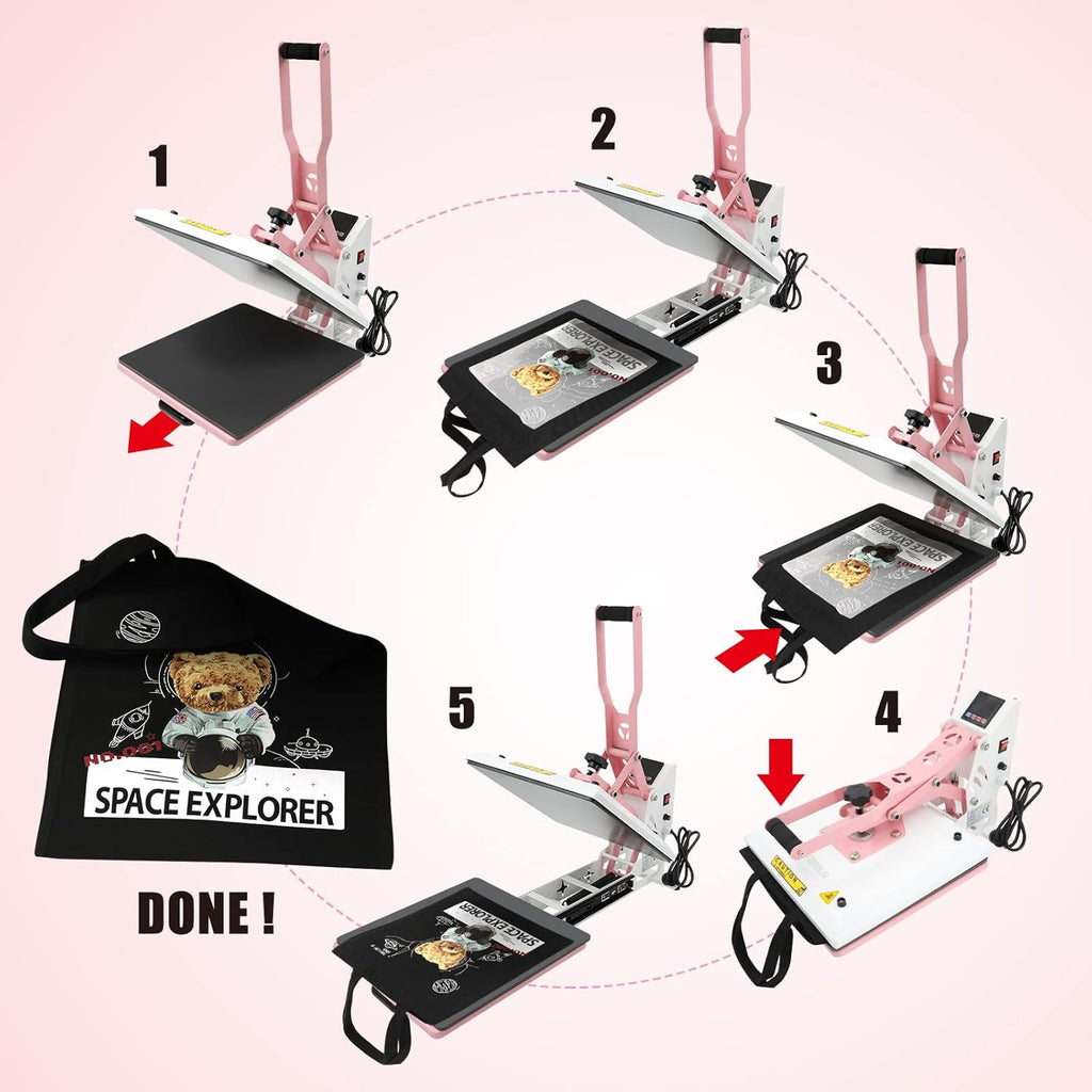 BetterSub Heat Press 15x15 inch Digital Machine for T-Shirts, Pink White T841