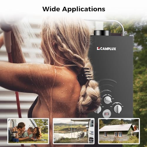 CAMPLUX 2.64 GPM Propane Portable Gas Water Heater, 68,000 BTU, White Y83276