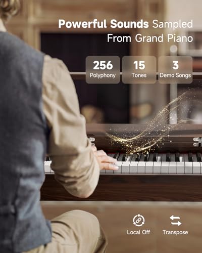 Donner OURA R300 88 Key Weighted Digital Piano, Bluetooth, Walnut Wood Color Q23942