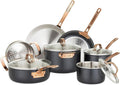 Viking Culinary 3-Ply 11 piece Cookware Set, Black with Copper with Glass Lids, Works on All Cooktops including Induction