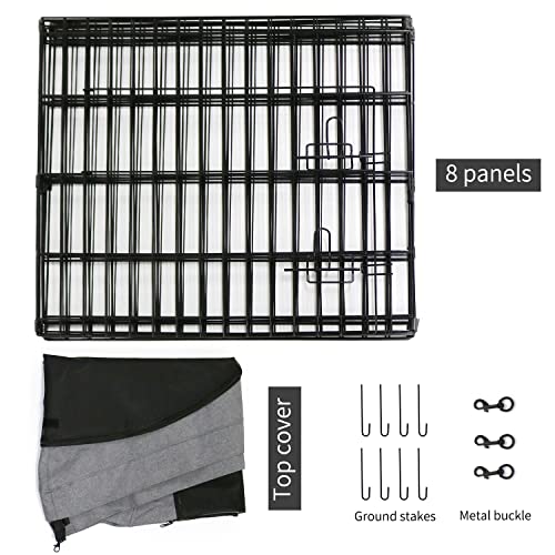 PETIME Foldable Metal Dog Exercise Pen 8 Panel with Bottom Pad C444