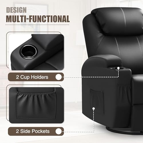 JUMMICO Power Lift Recliner Chair with Massage for Elderly PU Leather Black Y337
