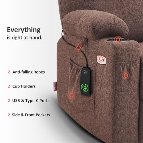 MCombo Small Power Lift Recliner Chair for Elderly with Heat and Massage, USB & Type C Ports J262