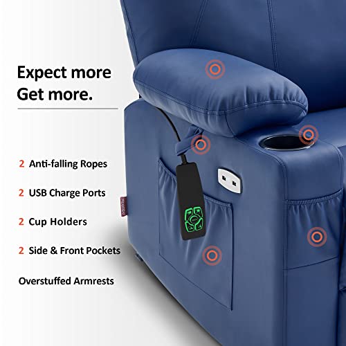 MCombo Dual Motor Power Lift Recliner Chair for Elderly with Heat and Massage, Faux Leather, Black R7957