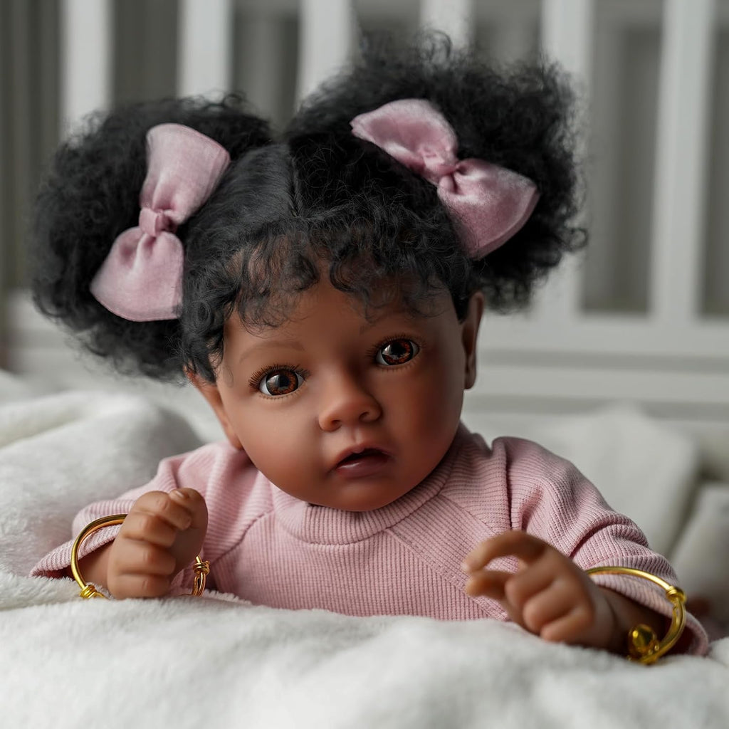 BABESIDE Lifelike Reborn Baby Doll Daisy Black Girl 20 Inch Soft Body with Clothes W621