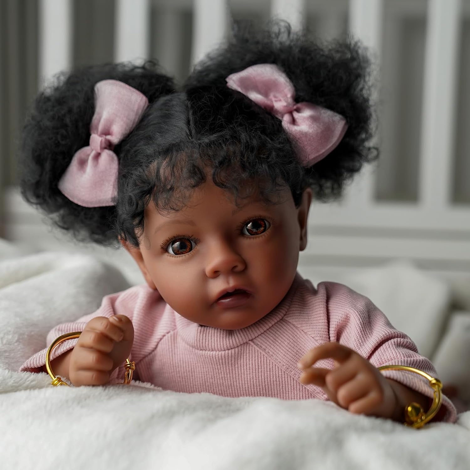 BABESIDE Lifelike Reborn Baby Doll Daisy Black Girl 20 Inch Soft Body with Clothes W621