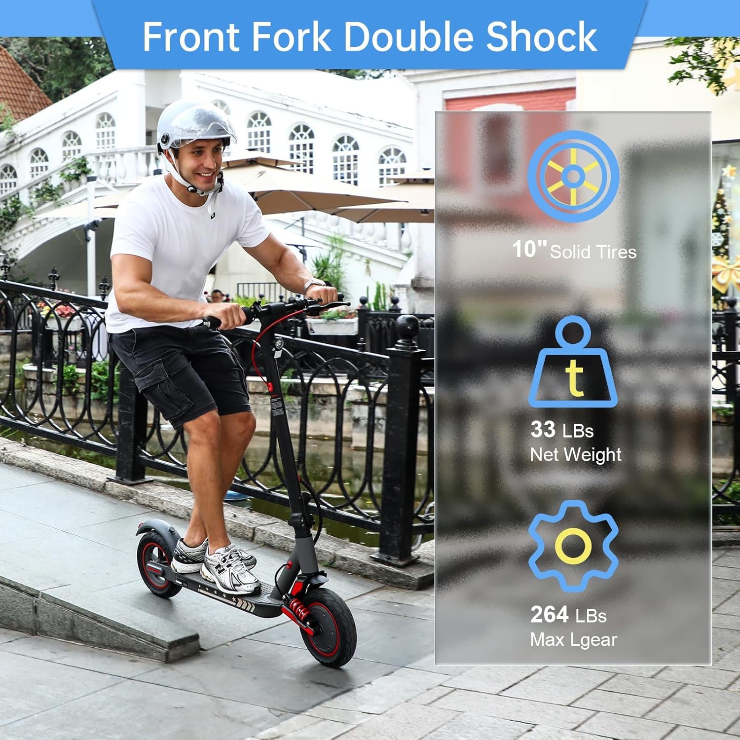 X10 Electric Scooter for Adults, 10" Solid Tire, 500W Motor, Folding Commuting Scooter P79382