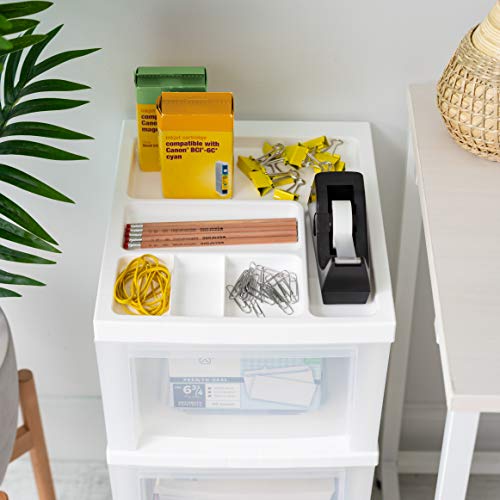 IRIS USA Plastic 10-Drawer Rolling Storage Cart with Wheels, White/Clear Y592371