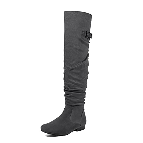 DREAM PAIRS Women's Suede Over The Knee Thigh High Winter Boots