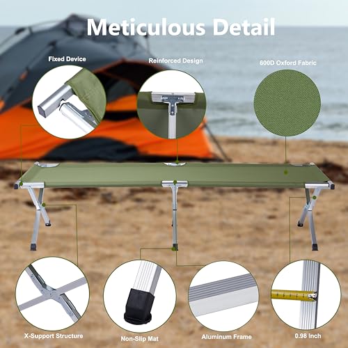Outvita Folding Camping Cot with Carry Bag, Lightweight Portable Sleeping Bed L5442
