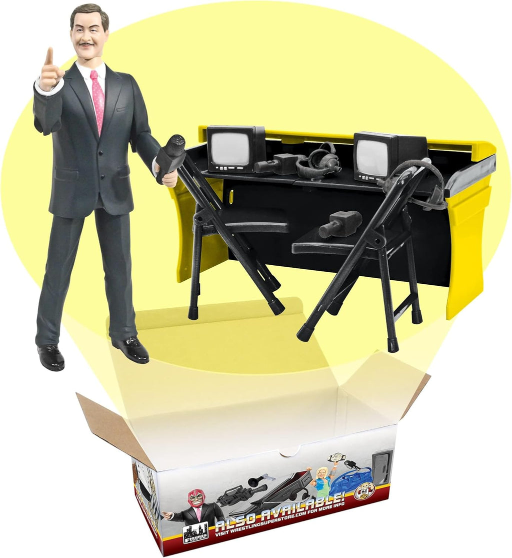 Deluxe Commentators Playset with Announcer Figure for Wrestling Action Figures