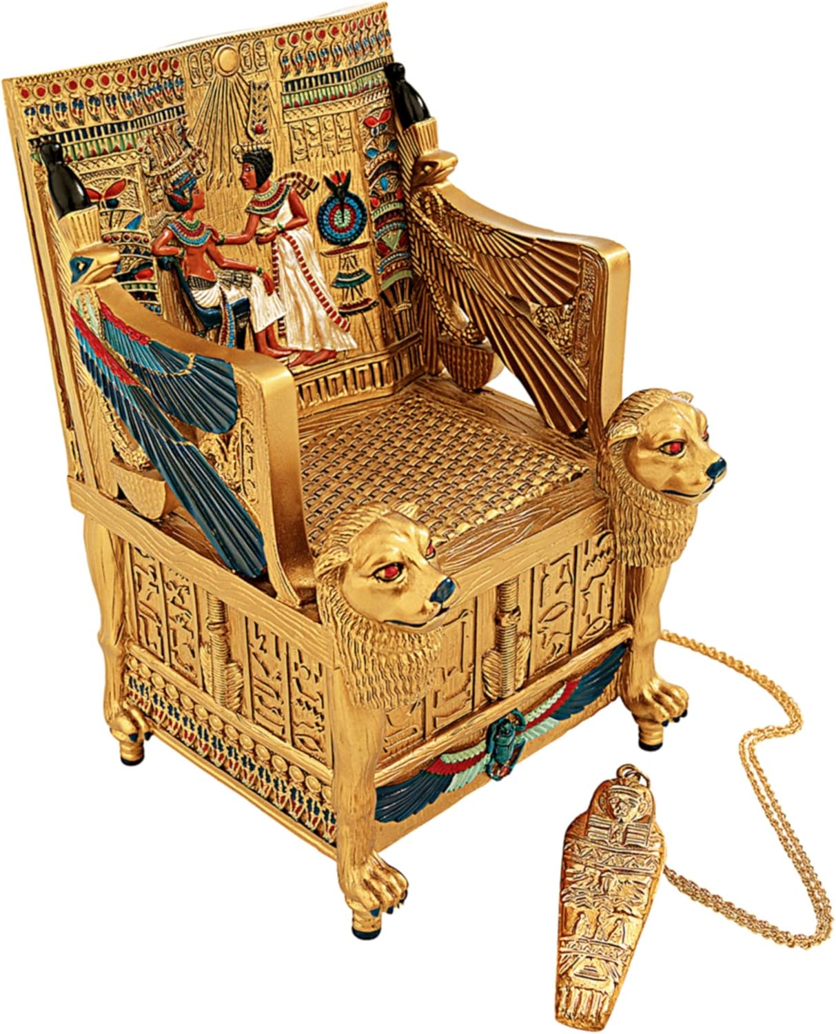 Design Toscano Egyptian Décor Trinket Box - King Tut's Golden Throne Jewelry Box E29605