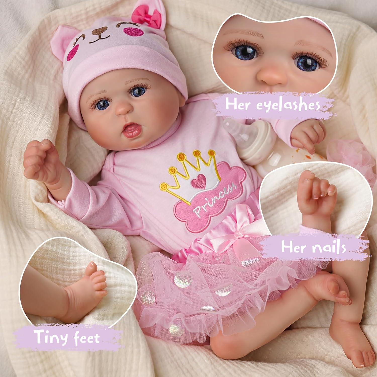 JIZHI Reborn Baby Dolls 20-Inch Soft Vinyl Girl with Gift Box Y172