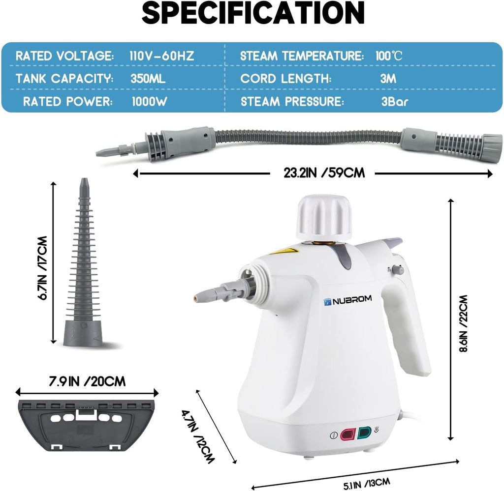 Pressurized Handheld Steam Cleaner with 10 Accessories for Home Use E220453