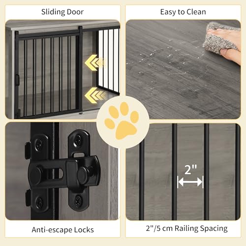 Dog Crate Furniture with Barn Door for Small Medium Dogs, Rustic Brown P911